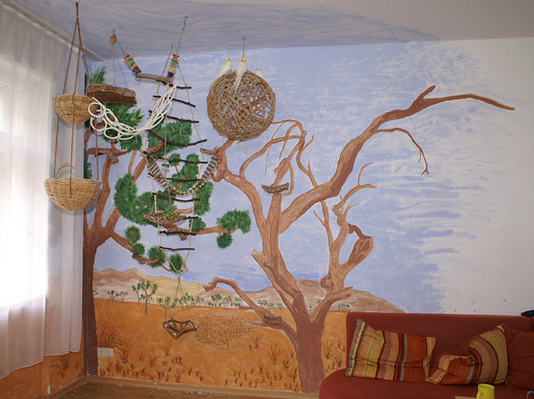 Wandbild im Vogelwohnzimmer